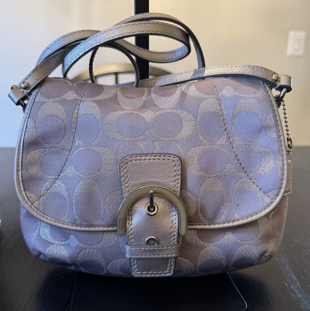 Coach Soho Signature C Crossbody Bag In Silver Metallic